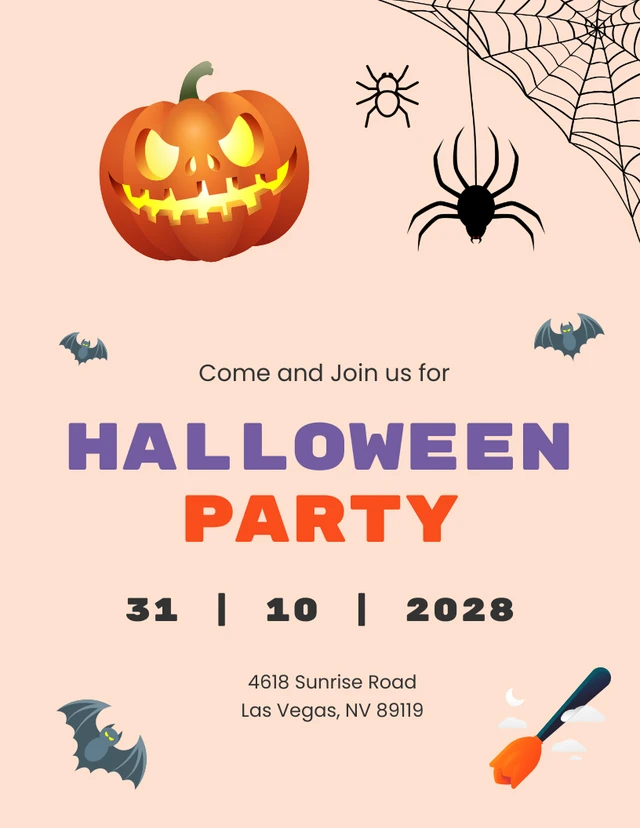 Beige Minimalist Halloween Invitation Template