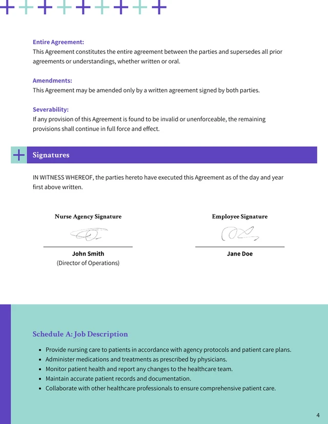 Nursing Agency Contract Template - Page 4