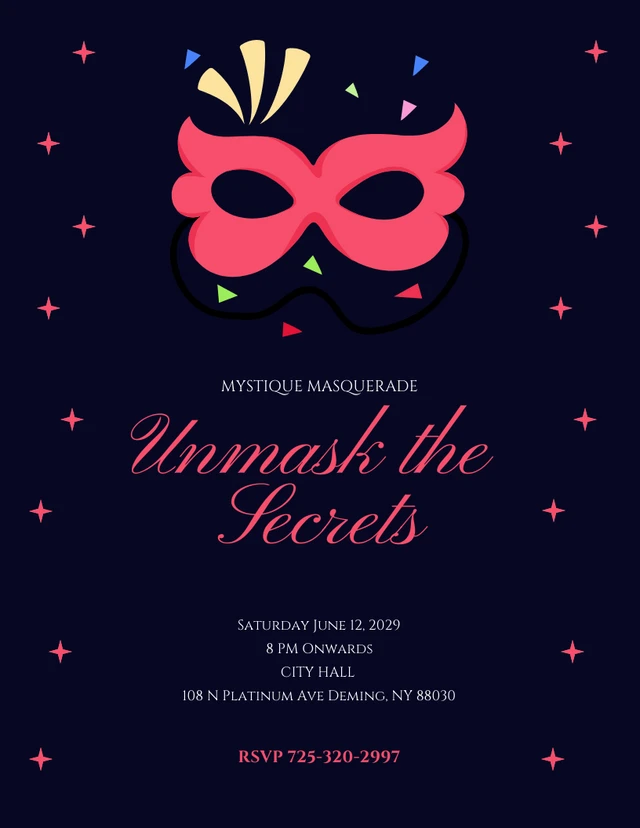 Pink And Black Masquerade Invitation Template