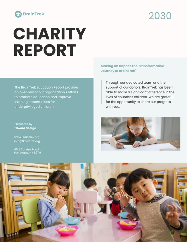 Light Green Creamy Charity Report - Page 1