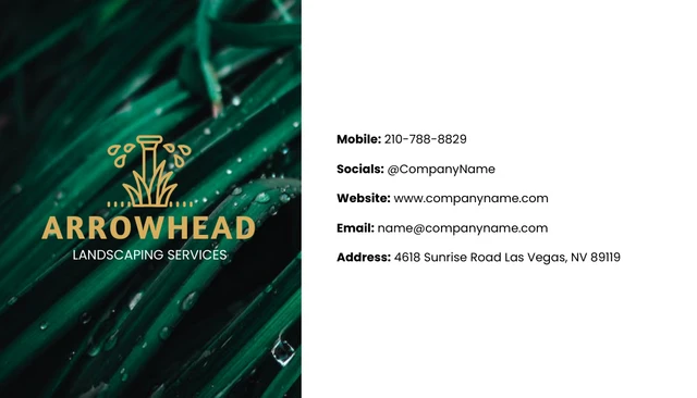 Dark Green Simple Photo Landscaping Services Business Cards - Page 2