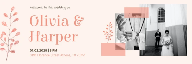 Pink Pastel Minimalist Wedding Banner Template