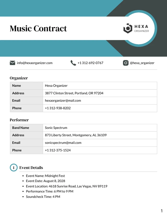 Music Contract Template - Page 1