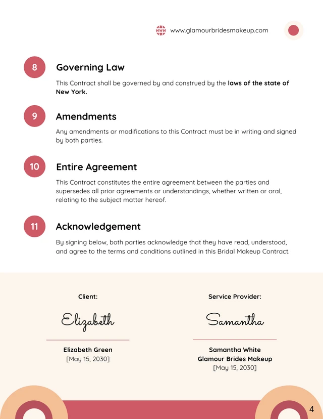 Bridal Makeup Contract Template - Page 4