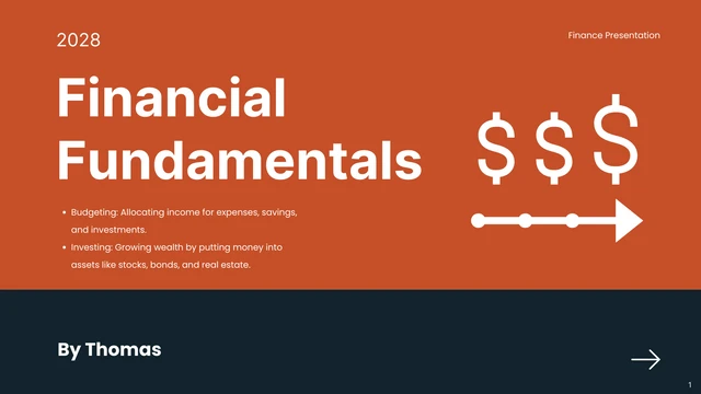 Orange and Navy Minimalist Finance Presentation - Page 1