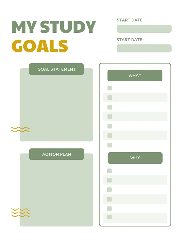 Light Grey Modern My Study Goals Schedule Template