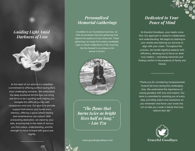 Minimalist Green Funeral Tri-fold  Brochure - Page 2