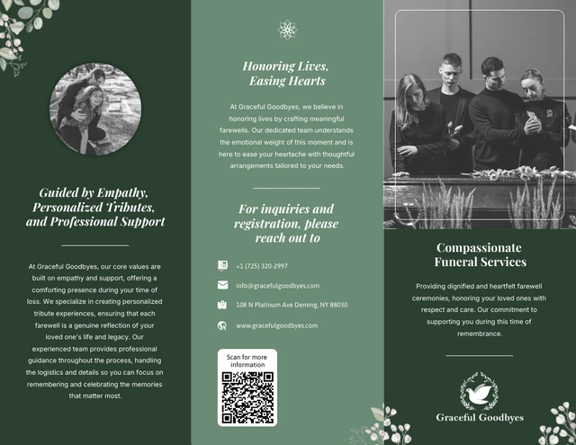 Minimalist Green Funeral Tri-fold  Brochure - Page 1