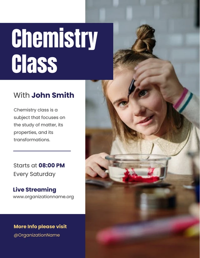 Dark Blue Chemistry Class Poster Template
