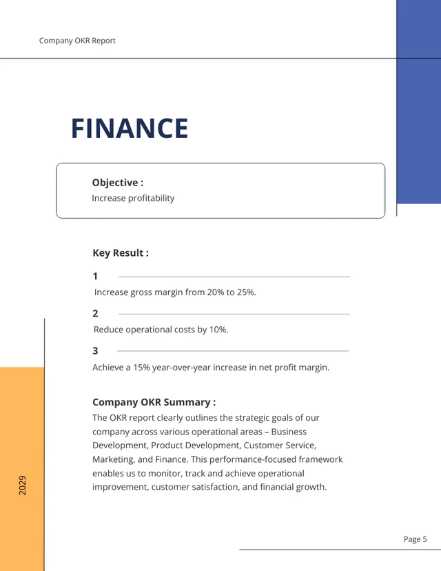 Blue And Yellow Pastel OKR Report - Page 5