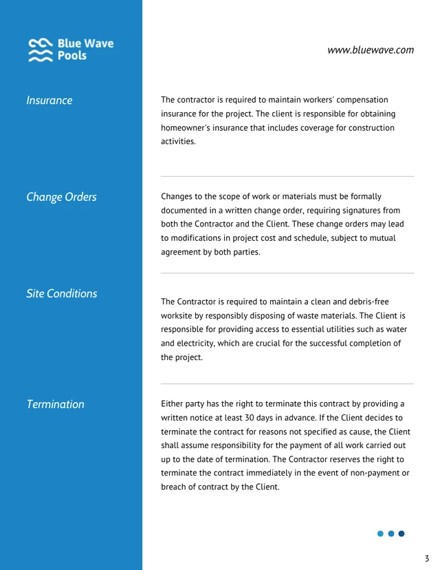 Pool Construction Contract Template - Page 3