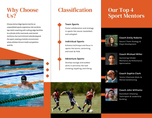 Simple Clean White and Orange Sport Tri-fold Brochure - Page 2