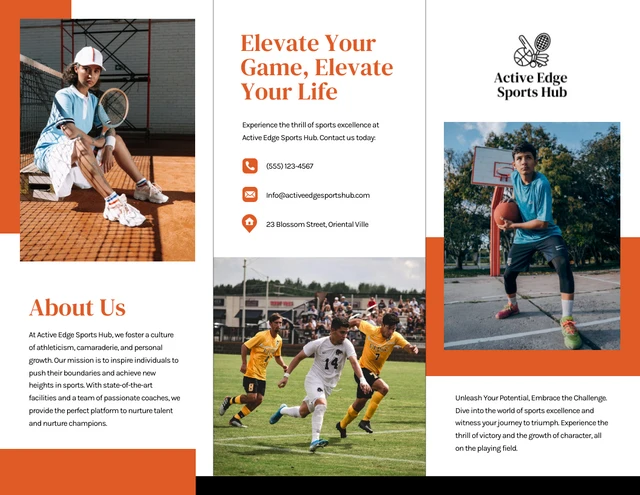 Simple Clean White and Orange Sport Tri-fold Brochure - Page 1