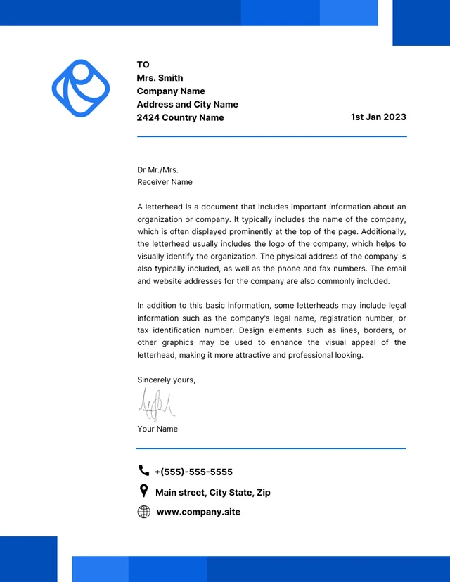 White Modern Business Company Letterhead Template
