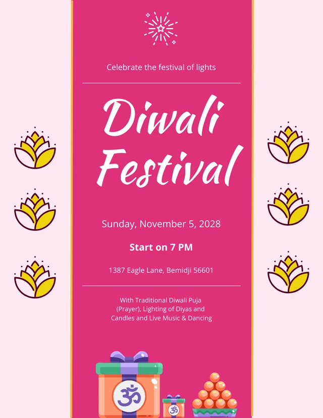 Purple Simple Diwali Invitations Template