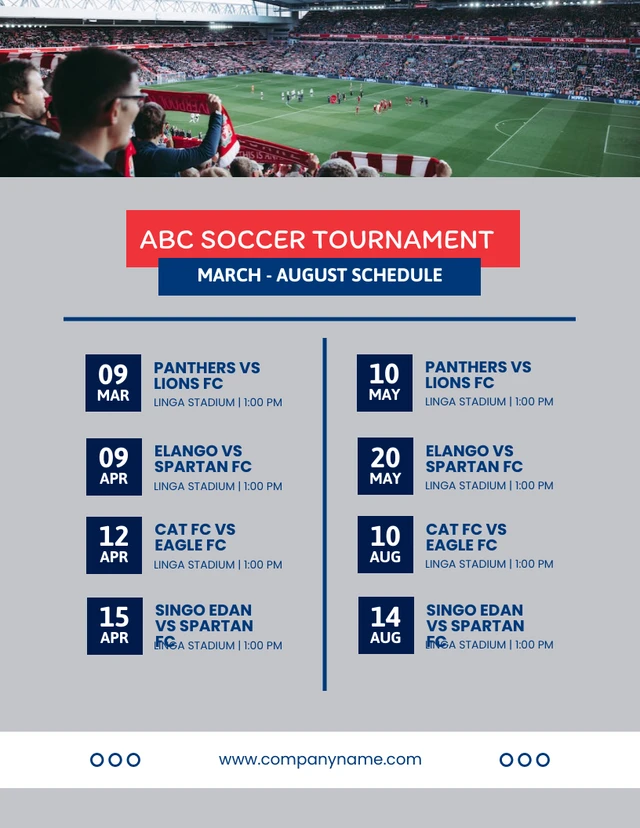 Light Grey Modern Soccer Tournament Schedule Template