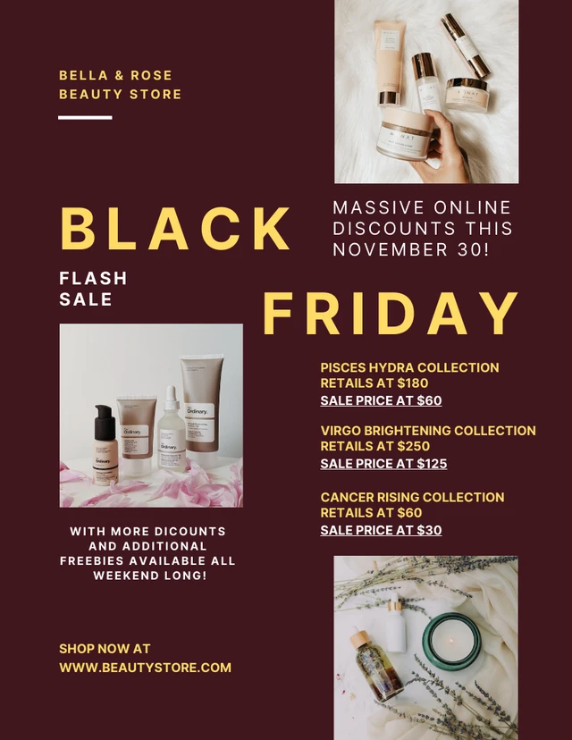 Dark Red Modern Luxury Black Friday Flash Sale Poster Template