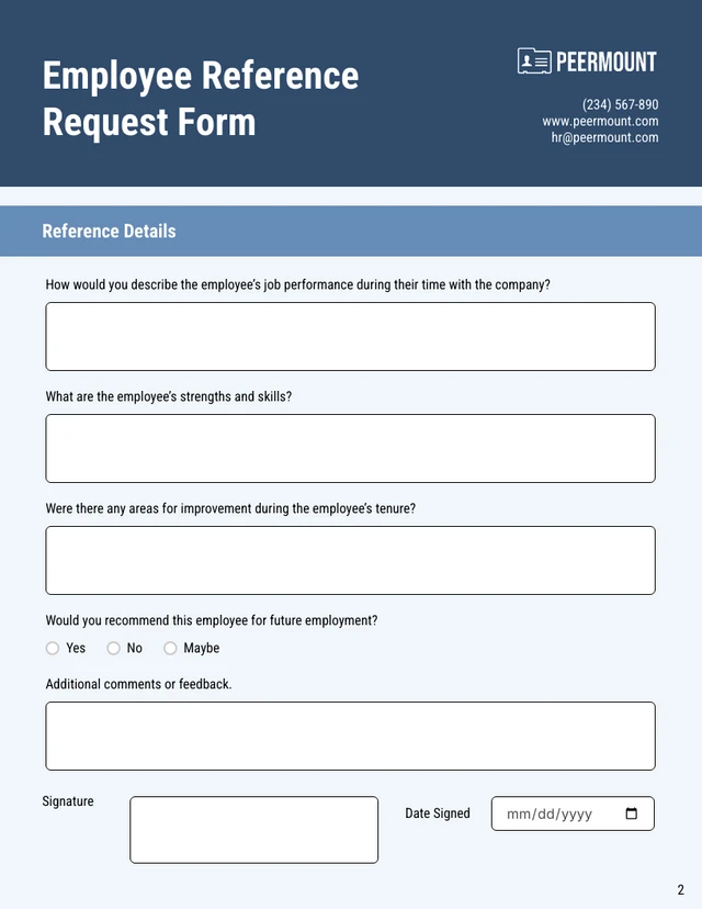 Simple Blue Employment Forms - Page 2
