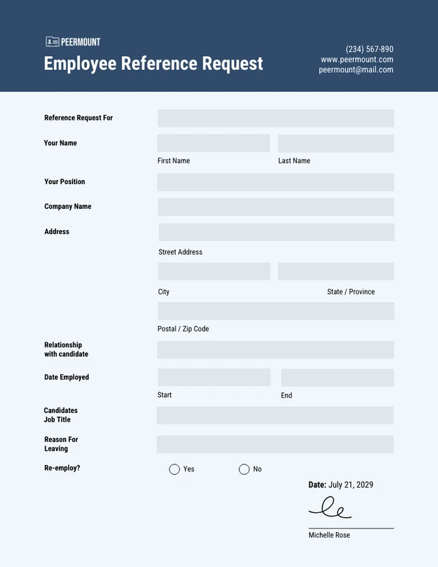 Simple Blue Employment Forms Template