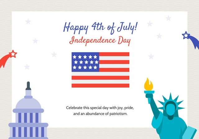 Simple Red and Blue Independence Day Card Template
