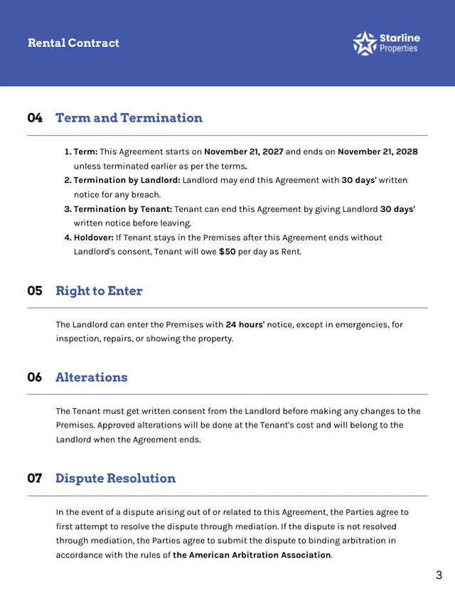 Property Rental Contract Template - Page 3