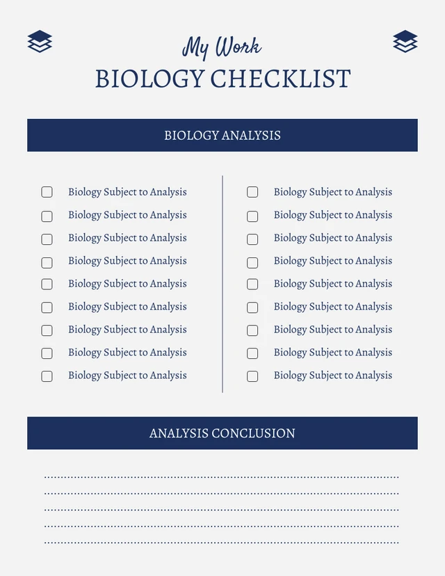 Light Grey And Navy Clean Professional Work Biology Checklist