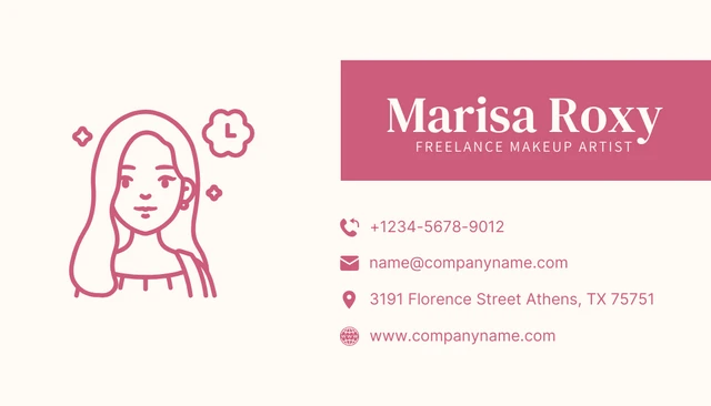 Light Grey And Pink Aesthetic Illustration Make-Up Artist Business Card - Page 2