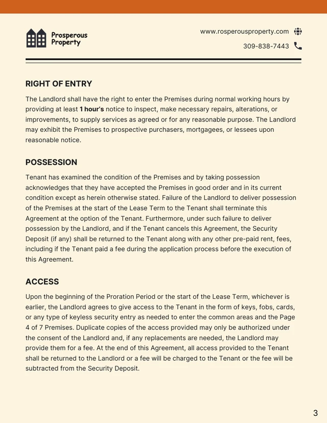 Apartment Rental Contract Template - Page 3