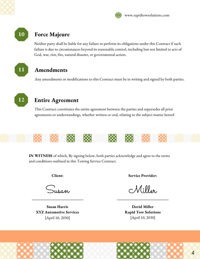 Towing Contract Template - Page 4