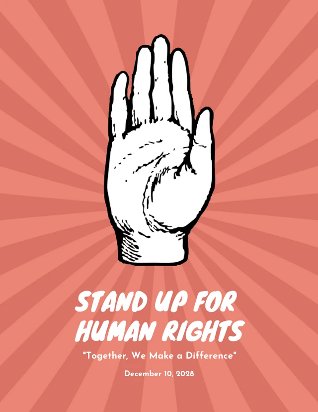 Brown Modern Illustration Stand Up For Human Rights Poster Template