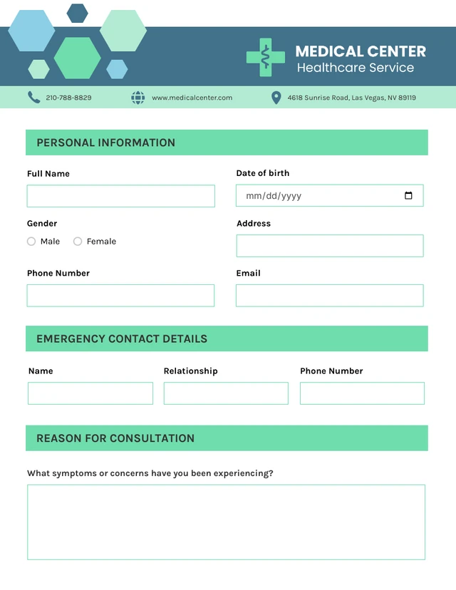 Simple Tosca And White Medical Form Template