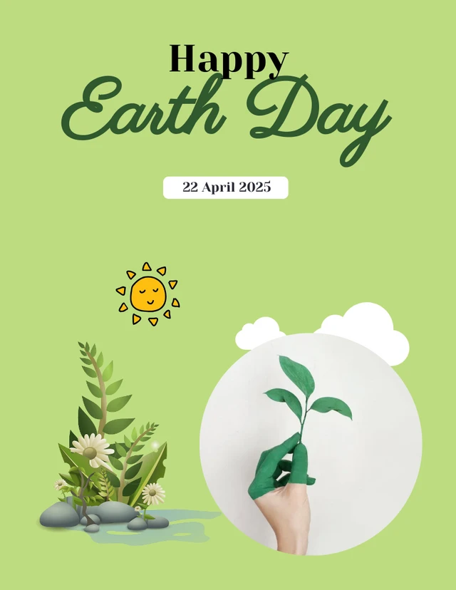 Simple Green Earth Day Poster Template