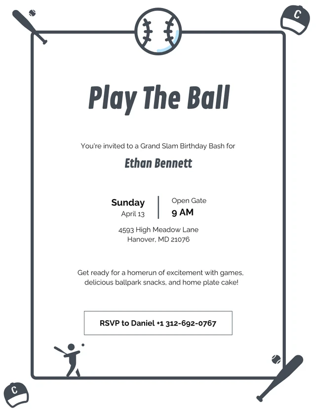 White And Dark Blue Minimalist Sport Theme Invitation Template