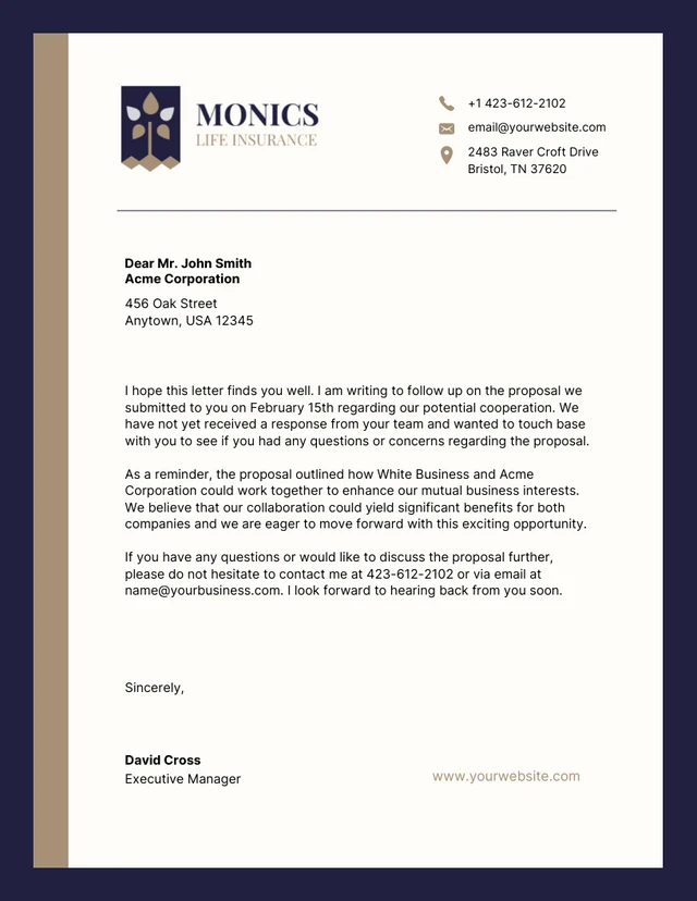 Dark Blue And Cream Business Letterhead Template
