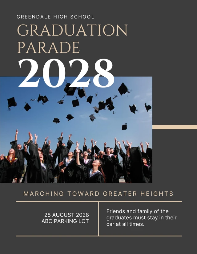 Dark Grey Minimalist College Graduation Parade Poster Template