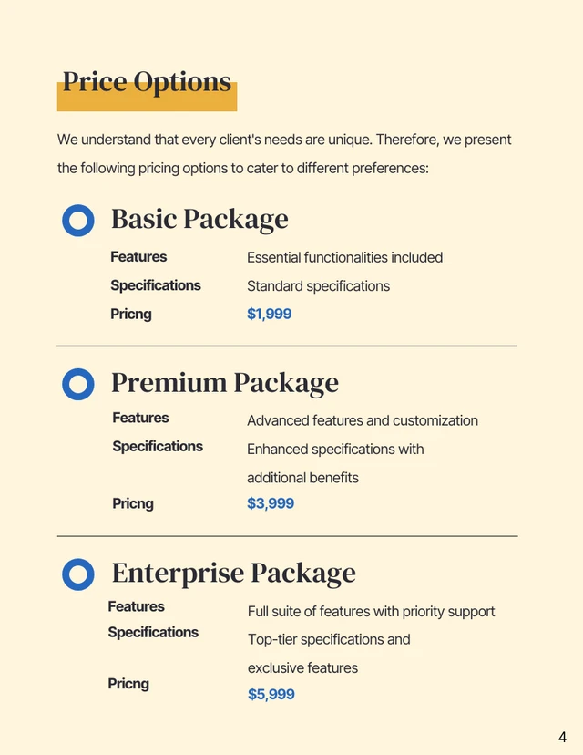 Simple Yellow Pricing Proposal - Page 4