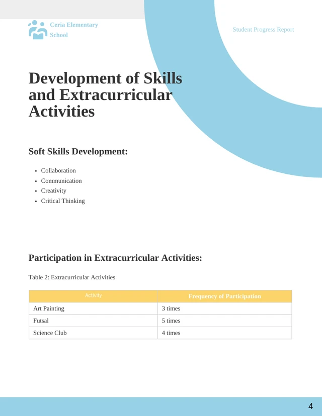 Student Progress Report - Page 4