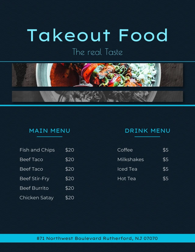 Blue & Cream Minimalist Takeout Food Template