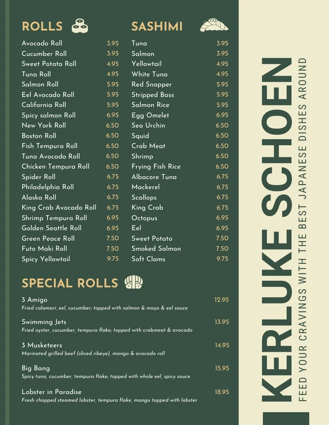 Beige And Green Modern Cafe Menu Template