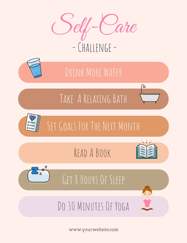 Pastel Colorful Self Care Challenge Poster Template