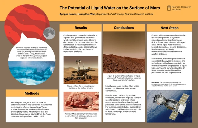 Potential Water on Mars: Scientific Discoveries Poster Template