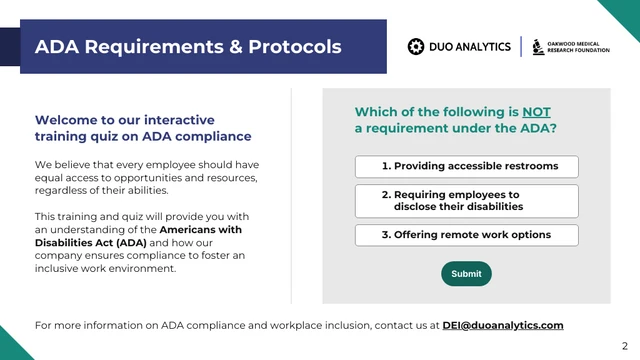 Interactive ADA Compliance Training Quiz Presentation - Page 2