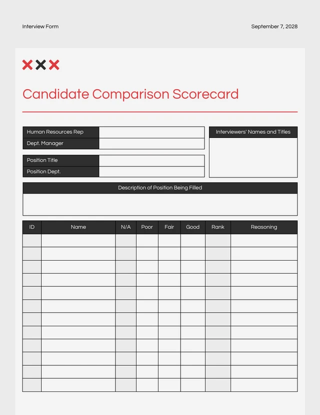 Simple Red and Black Interview Form Template