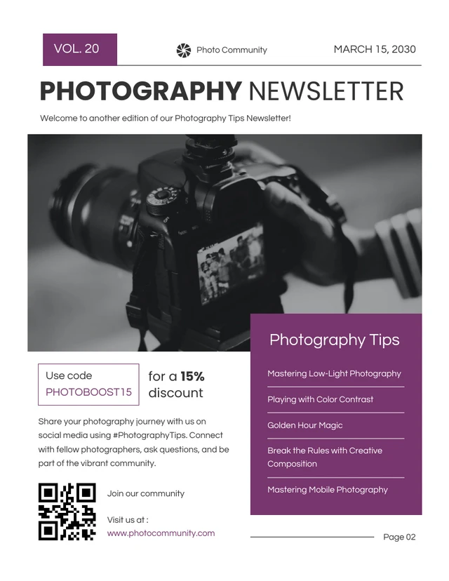 Photography Tips Newsletter Template