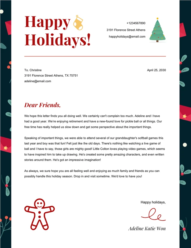 Black Fun Illustration Pattern Business Happy Holidays Letterhead
