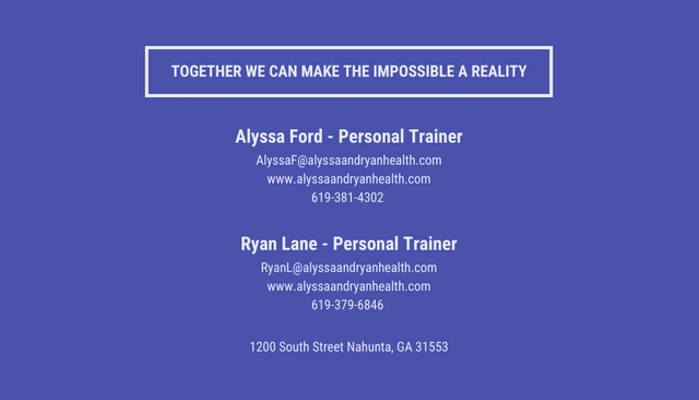 Purple Partner Trainer Business Card - Page 1