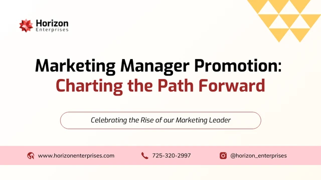 Marketing Manager Promotion Company Presentation - Page 1