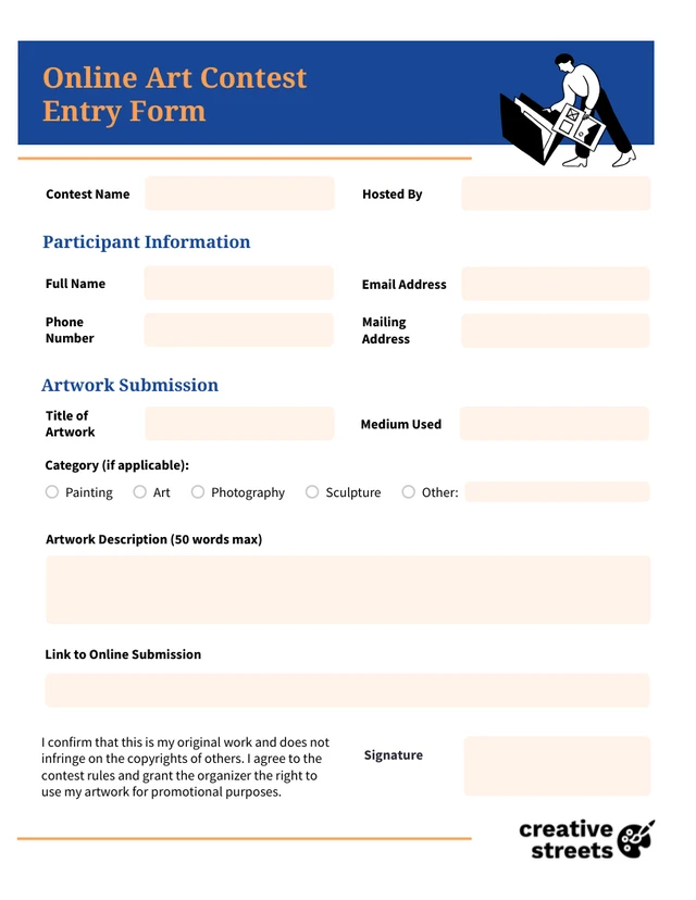 Blue And Orange Minimalist Application Form Template