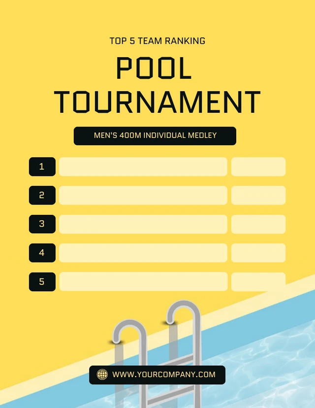 Yellow and Soft Blue Pool Tournament List Template