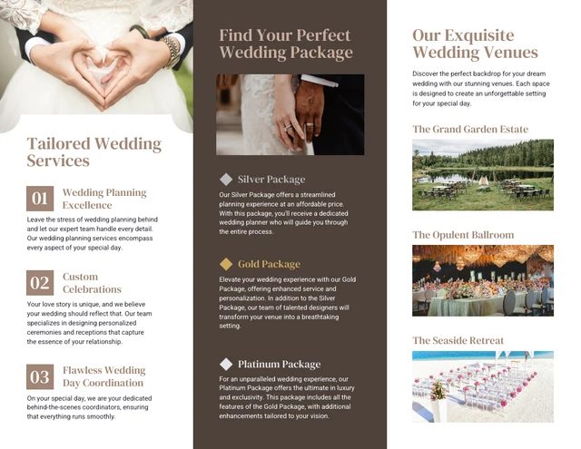 White and Brown Wedding Tri Fold Brochure - Page 2